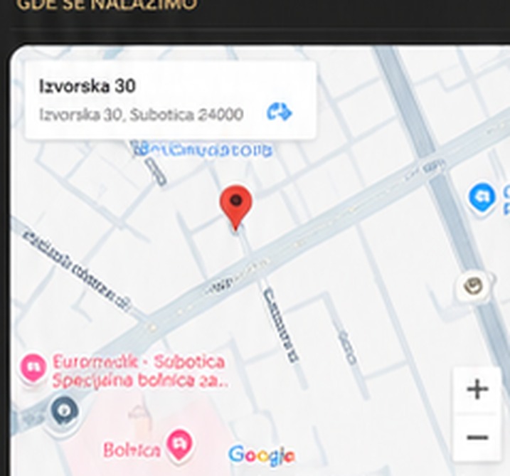 Mapa lokacije Izvorska 30, Subotica